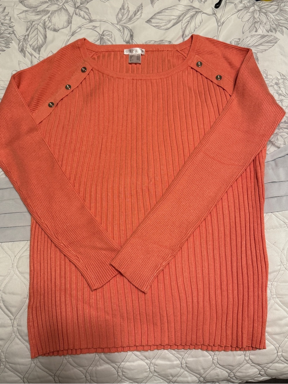 Venus Rib Button-Shoulder Sweater - Coral / never worn / no tags